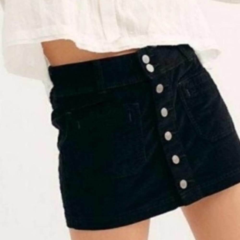 FREE PEOPLE We The Free Joanie Black Corduroy Skirt